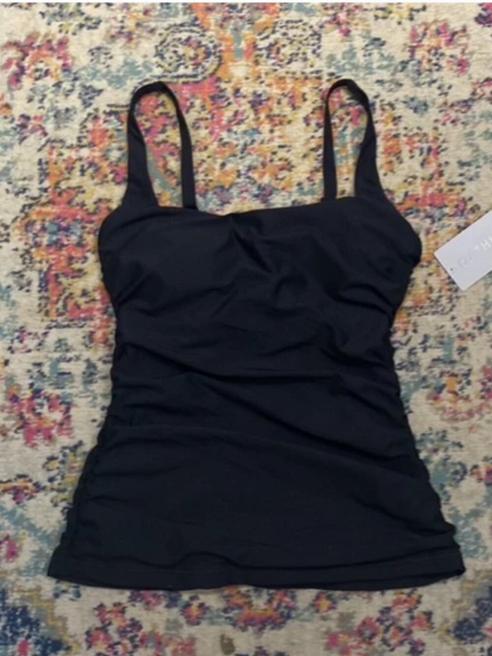 ATHLETA Black Square Neck Bra Cup Tankini Top Size 36 D/DD Tall NWT - Picture 4 of 6